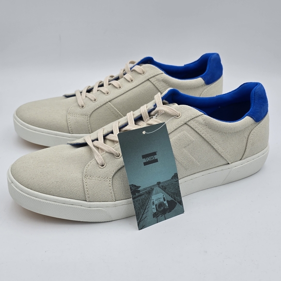 NWT TOMS Men's Leandro Brich/Admiral Blue Canvas/Pig Nubuck Lace-up Sneakers, 12 - Picture 6 of 16